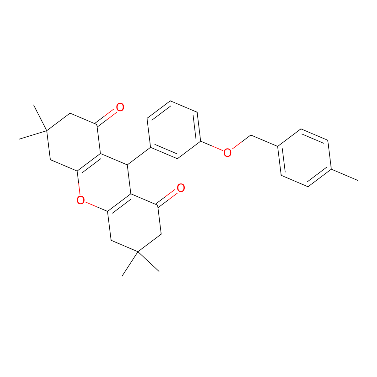 3,3,6,6-tetramethyl-9-[3-[(4-methylphenyl)methoxy]phenyl]-4,5,7,9-tetrahydro-2H-xanthene-1,8-dione molecular structure, CAS 433955-77-2
