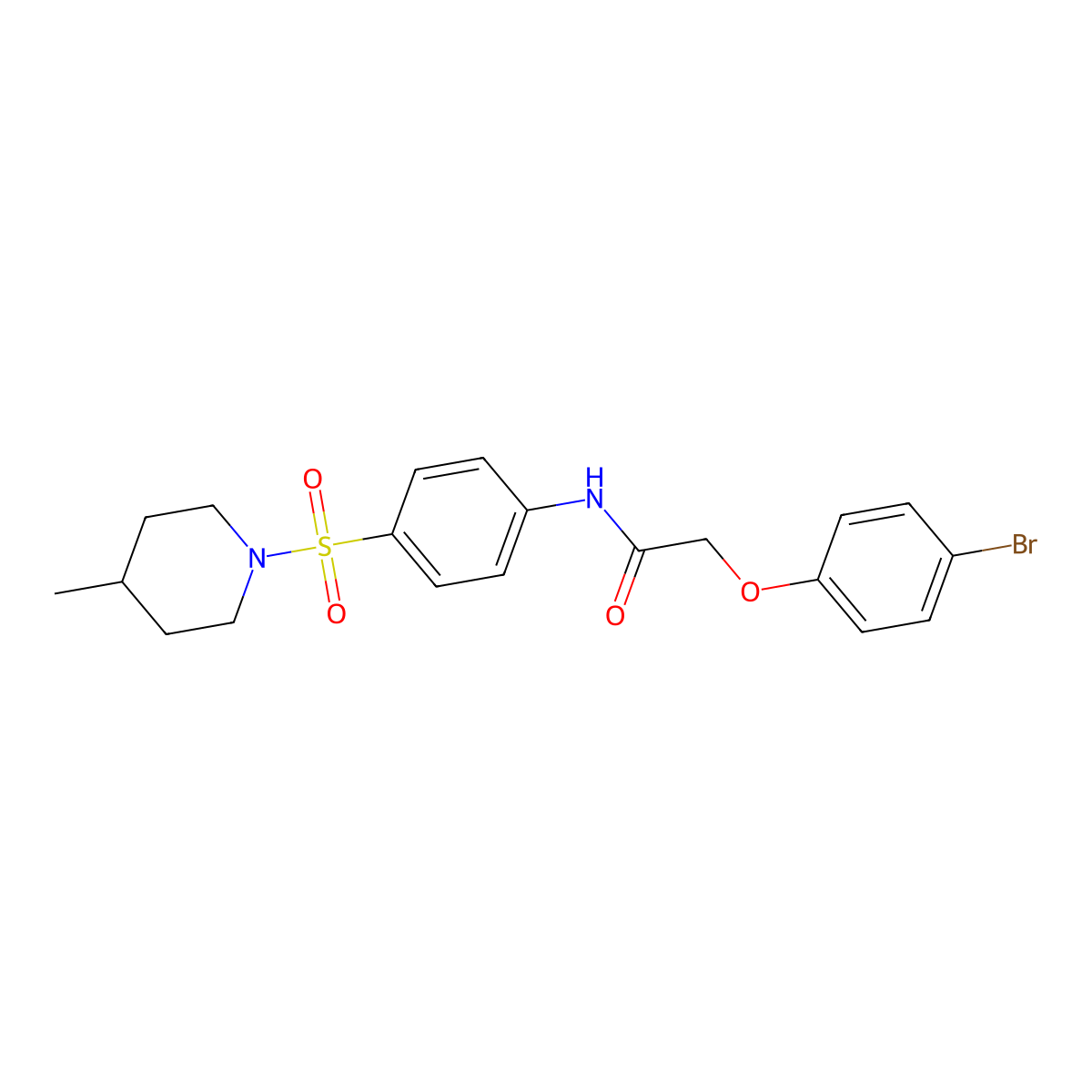 2-(4-bromophenoxy)-N-[4-(4-methylpiperidin-1-yl)sulfonylphenyl]acetamide molecular structure, CAS 433956-01-5