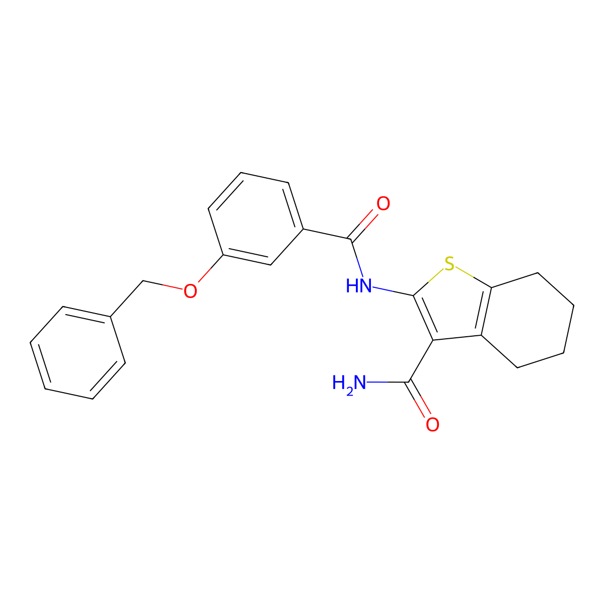 2-[(3-Phenylmethoxybenzoyl)amino]-4,5,6,7-tetrahydro-1-benzothiophene-3-carboxamide molecular structure, CAS 433956-08-2