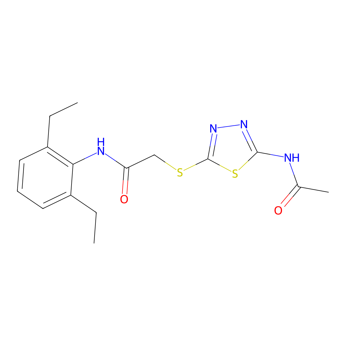 2-[(5-acetamido-1,3,4-thiadiazol-2-yl)sulfanyl]-N-(2,6-diethylphenyl)acetamide molecular structure, CAS 433956-10-6