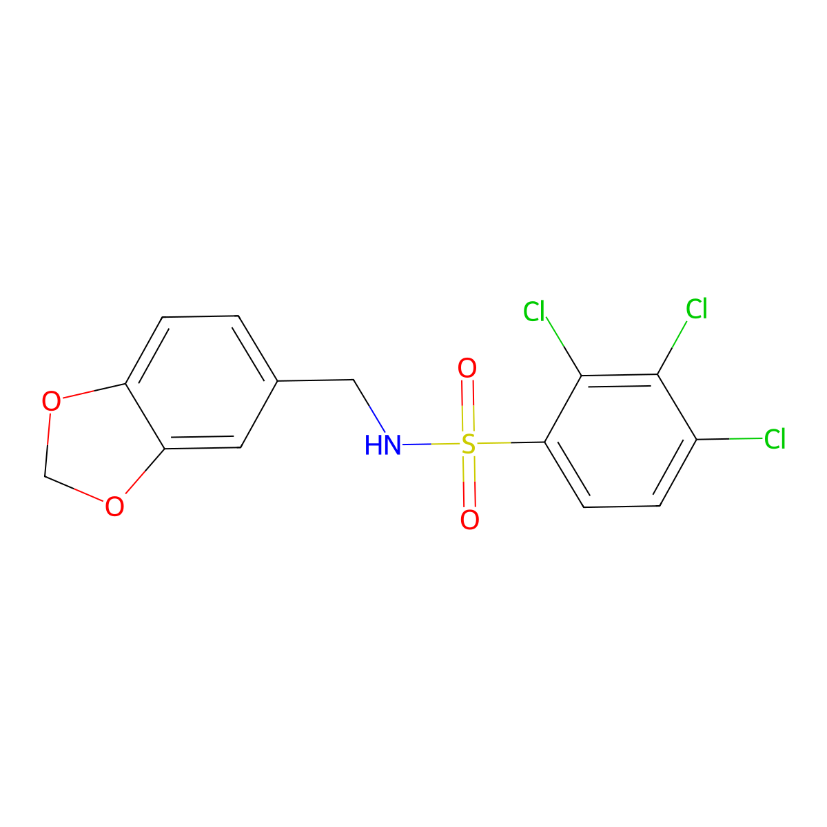 N-[(2H-1,3-benzodioxol-5-yl)methyl]-2,3,4-trichlorobenzene-1-sulfonamide molecular structure, CAS 433956-18-4
