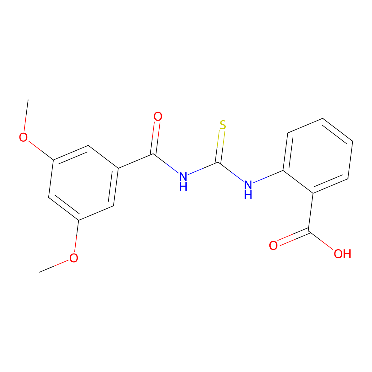 2-({[(3,5-Dimethoxyphenyl)carbonyl]carbamothioyl}amino)benzoic acid molecular structure, CAS 433956-44-6