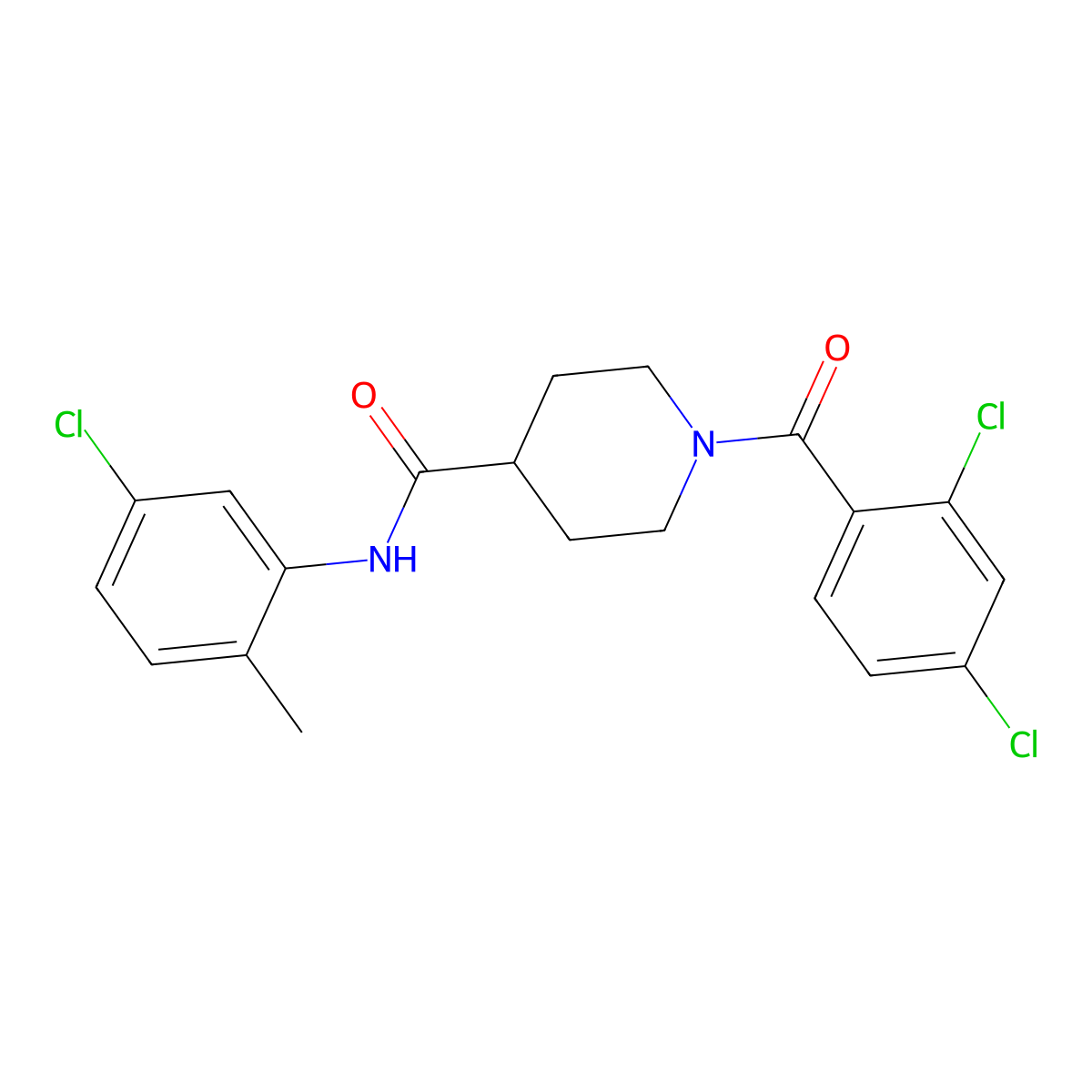 N-(5-chloro-2-methylphenyl)-1-(2,4-dichlorobenzoyl)piperidine-4-carboxamide molecular structure, CAS 433956-47-9