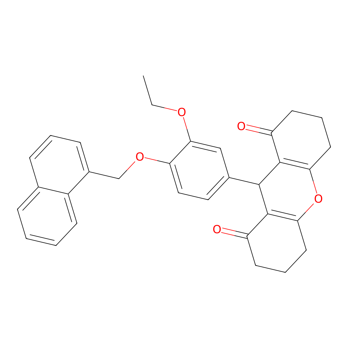 9-[3-ethoxy-4-(naphthalen-1-ylmethoxy)phenyl]-3,4,5,6,7,9-hexahydro-2H-xanthene-1,8-dione molecular structure, CAS 433956-54-8