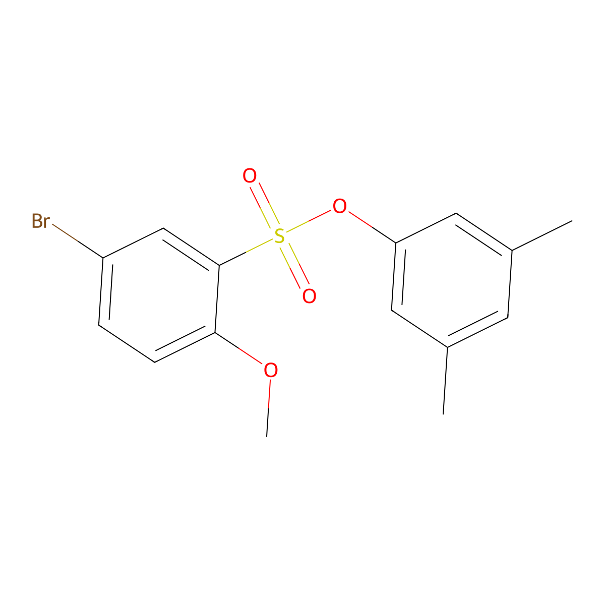 3,5-Dimethylphenyl 5-bromo-2-methoxybenzenesulfonate molecular structure, CAS 433956-56-0