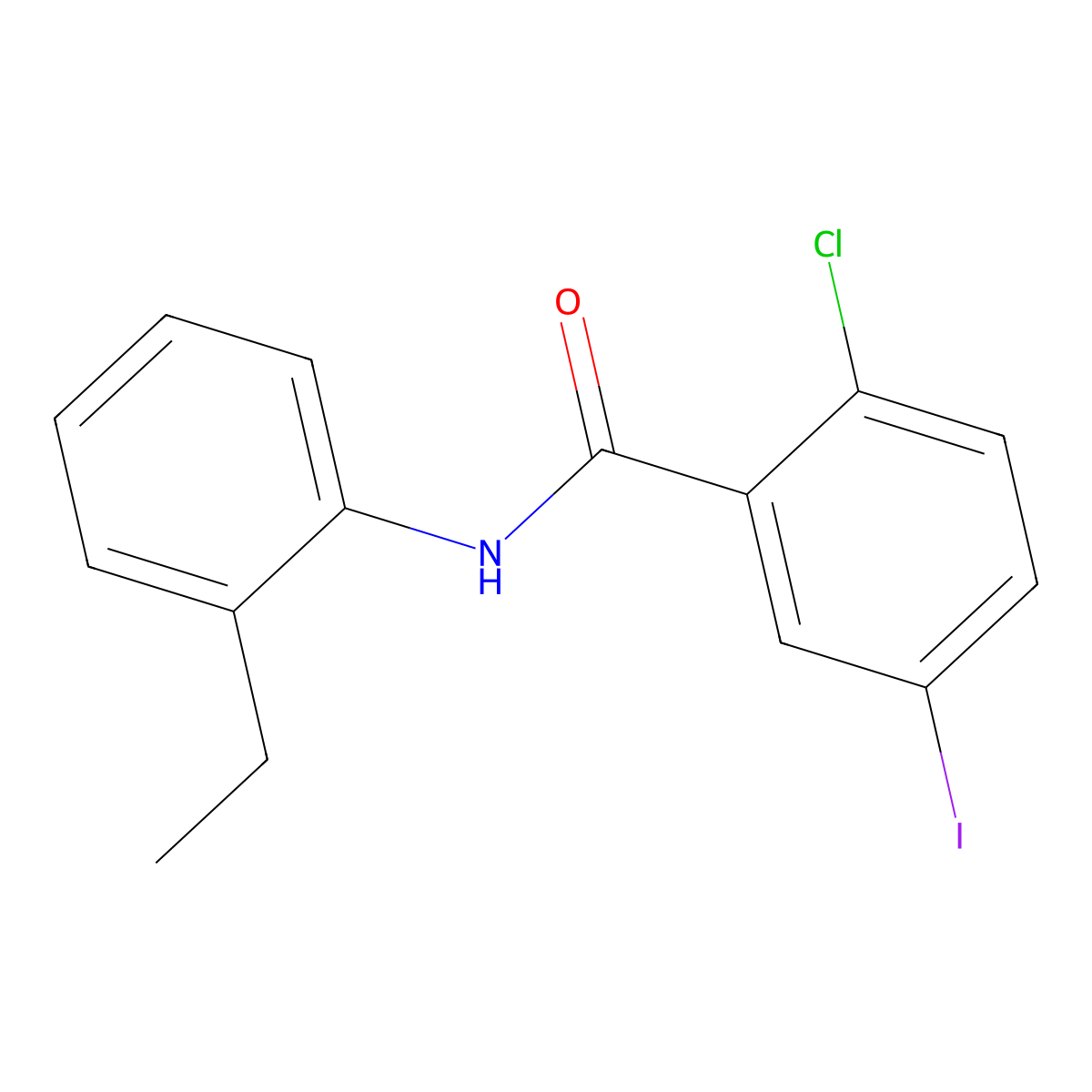 2-chloro-N-(2-ethylphenyl)-5-iodobenzamide molecular structure, CAS 433956-63-9