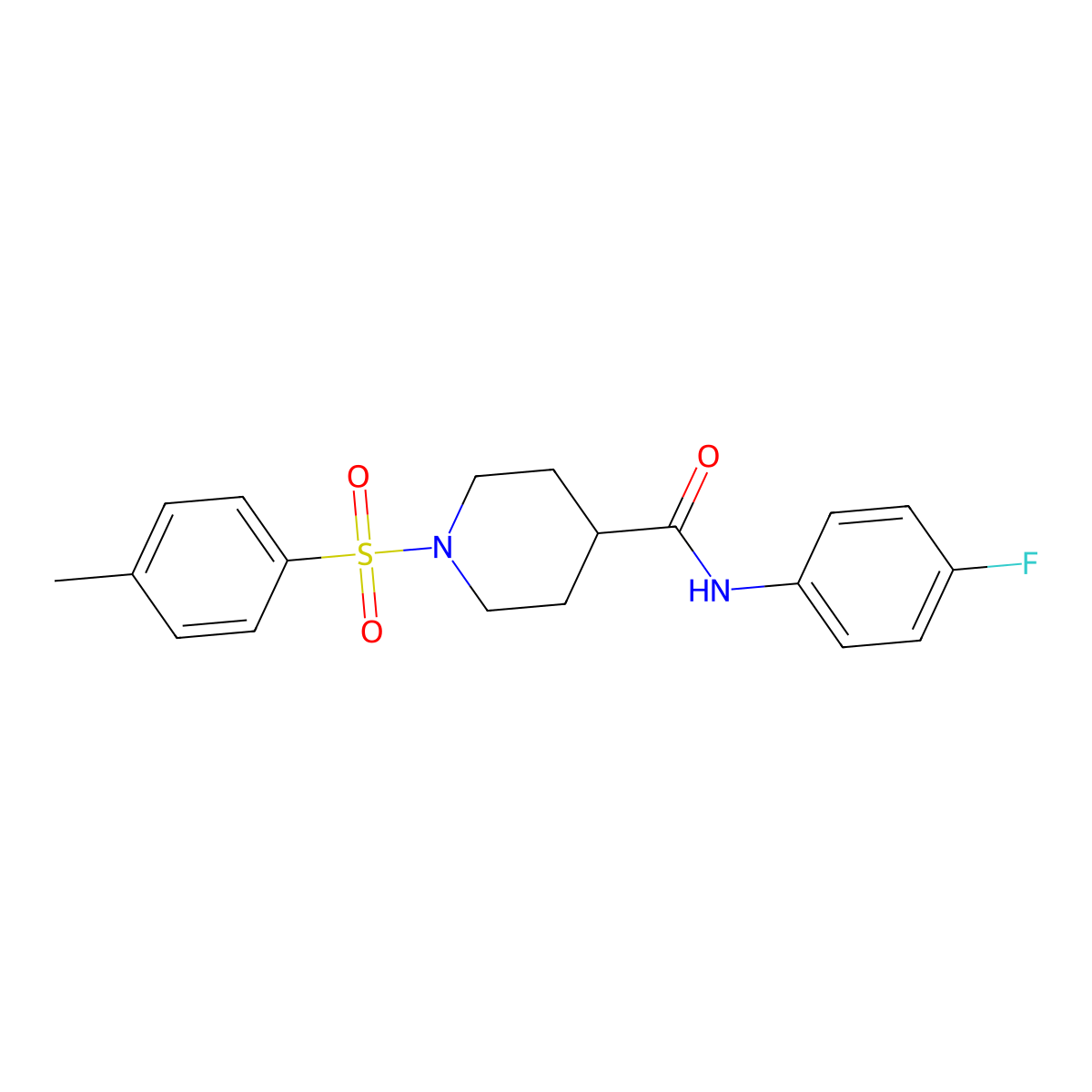 N-(4-fluorophenyl)-1-[(4-methylphenyl)sulfonyl]piperidine-4-carboxamide molecular structure, CAS 433956-74-2