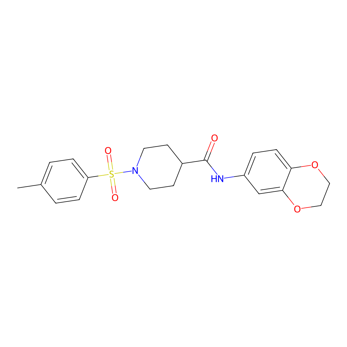 N-(2,3-dihydro-1,4-benzodioxin-6-yl)-1-[(4-methylphenyl)sulfonyl]piperidine-4-carboxamide molecular structure, CAS 433956-75-3