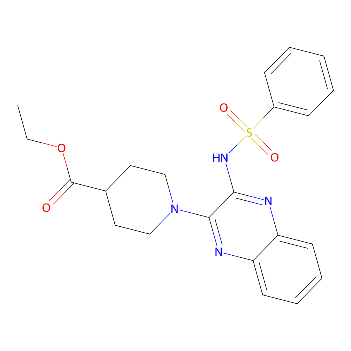 Ethyl 1-(3-benzenesulfonamidoquinoxalin-2-yl)piperidine-4-carboxylate molecular structure, CAS 433956-79-7