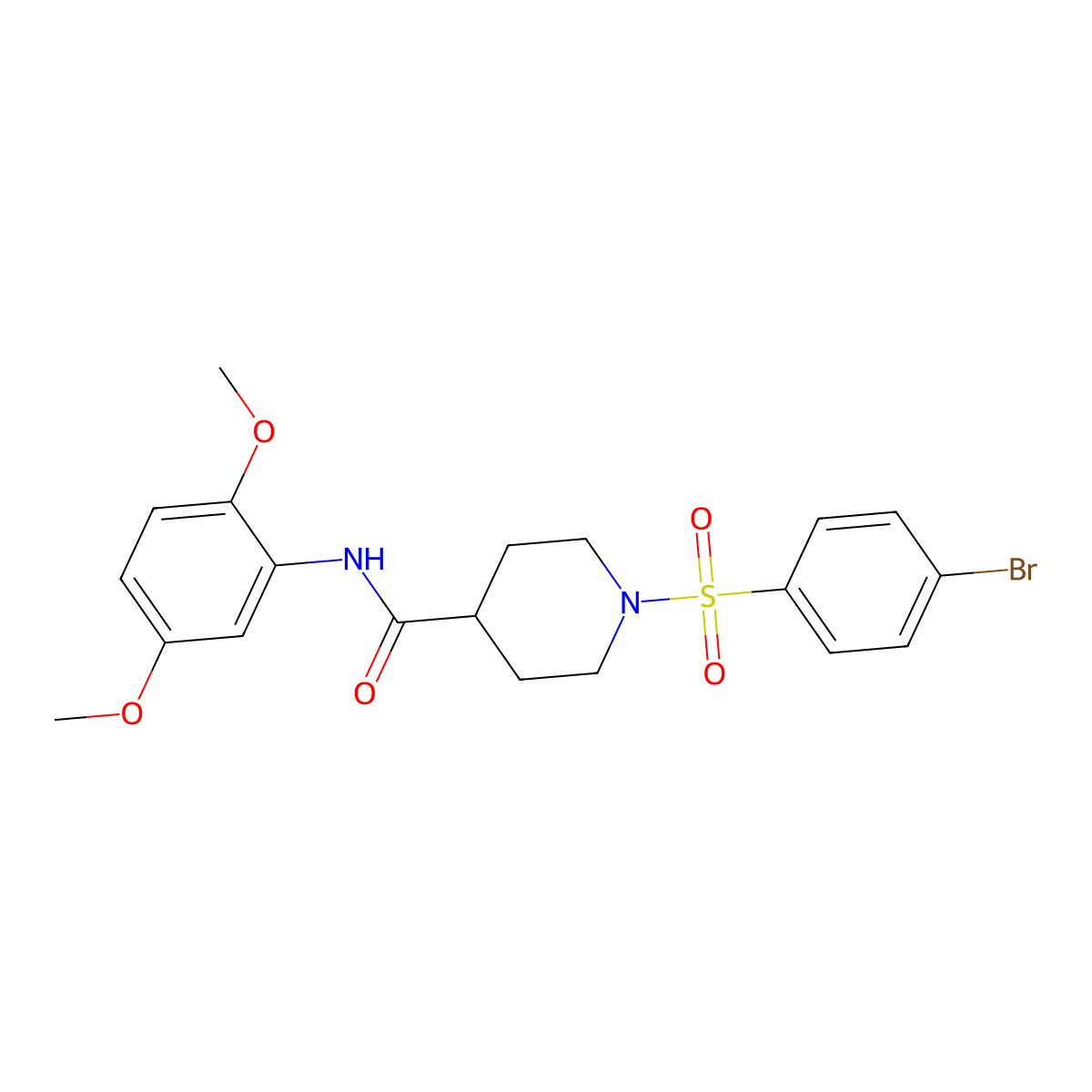 1-(4-bromophenyl)sulfonyl-N-(2,5-dimethoxyphenyl)piperidine-4-carboxamide molecular structure, CAS 433956-87-7