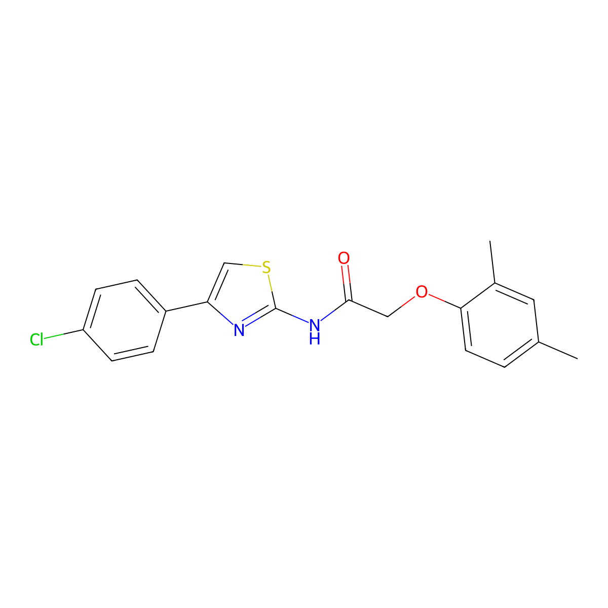 N-[4-(4-chlorophenyl)-1,3-thiazol-2-yl]-2-(2,4-dimethylphenoxy)acetamide molecular structure, CAS 433957-10-9