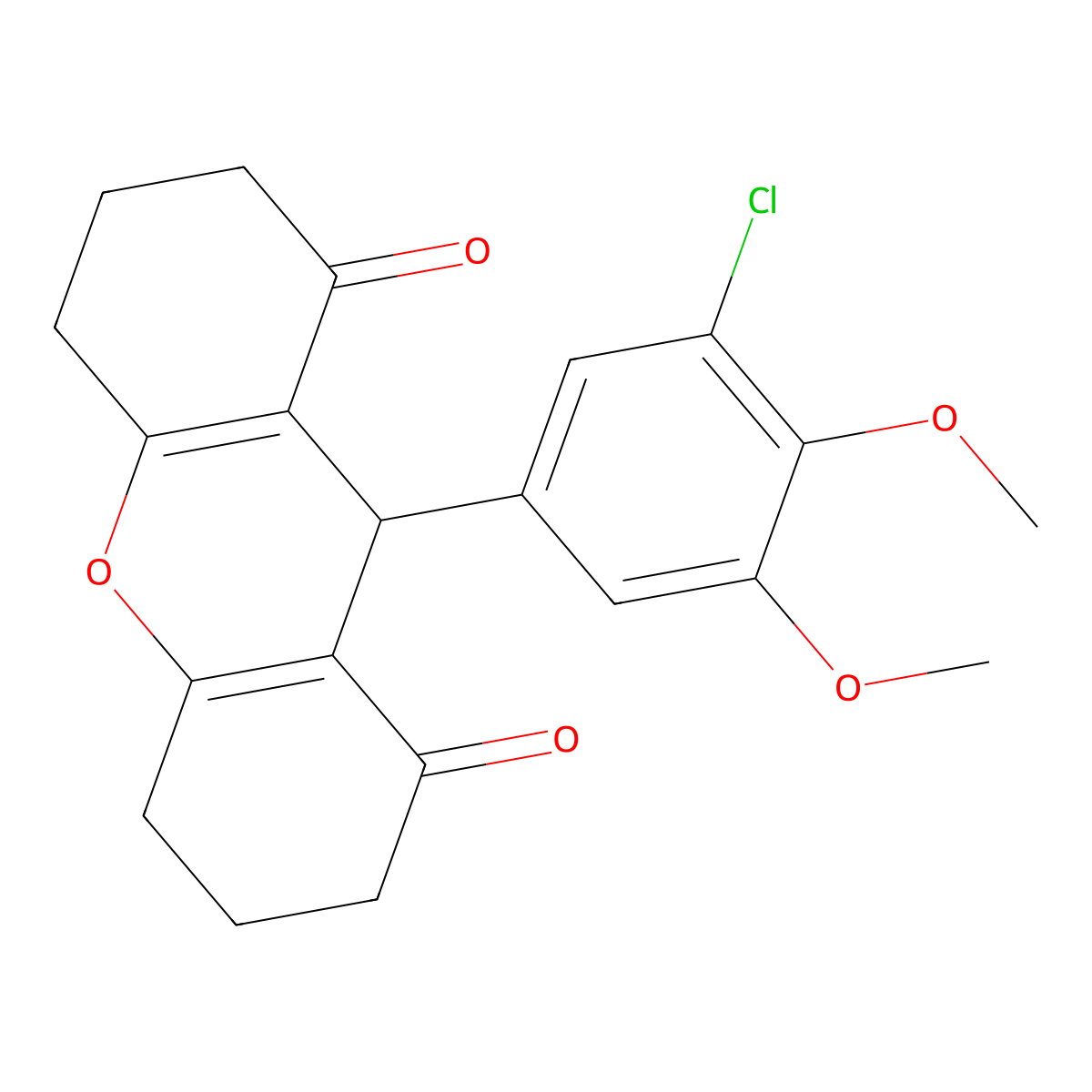 9-(3-chloro-4,5-dimethoxyphenyl)-3,4,5,6,7,9-hexahydro-2H-xanthene-1,8-dione molecular structure, CAS 433957-13-2