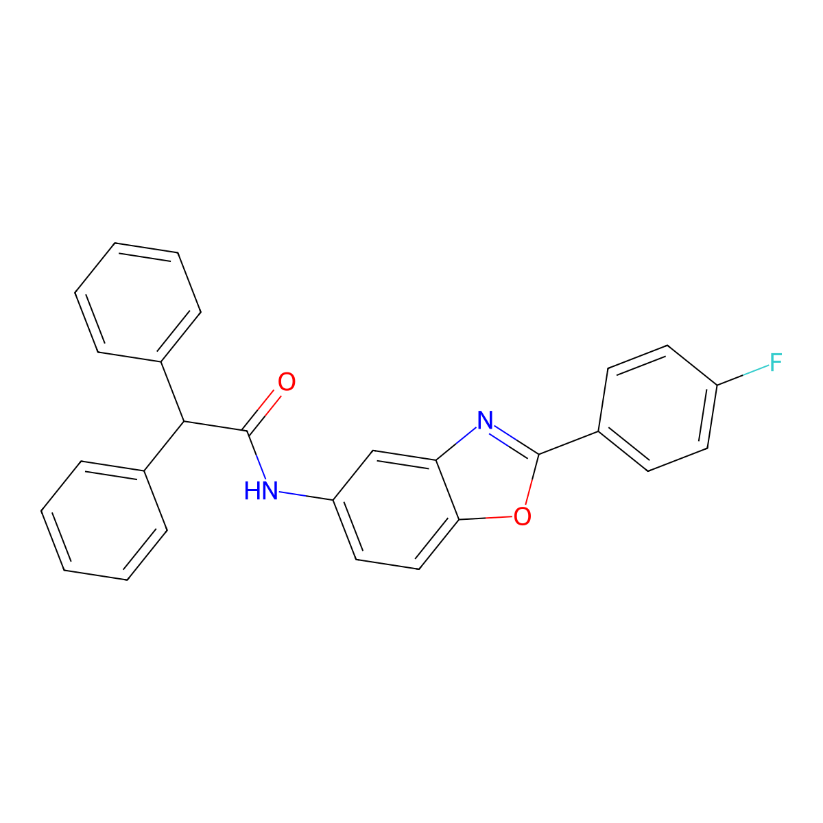 N-[2-(4-fluorophenyl)-1,3-benzoxazol-5-yl]-2,2-diphenylacetamide molecular structure, CAS 433957-21-2