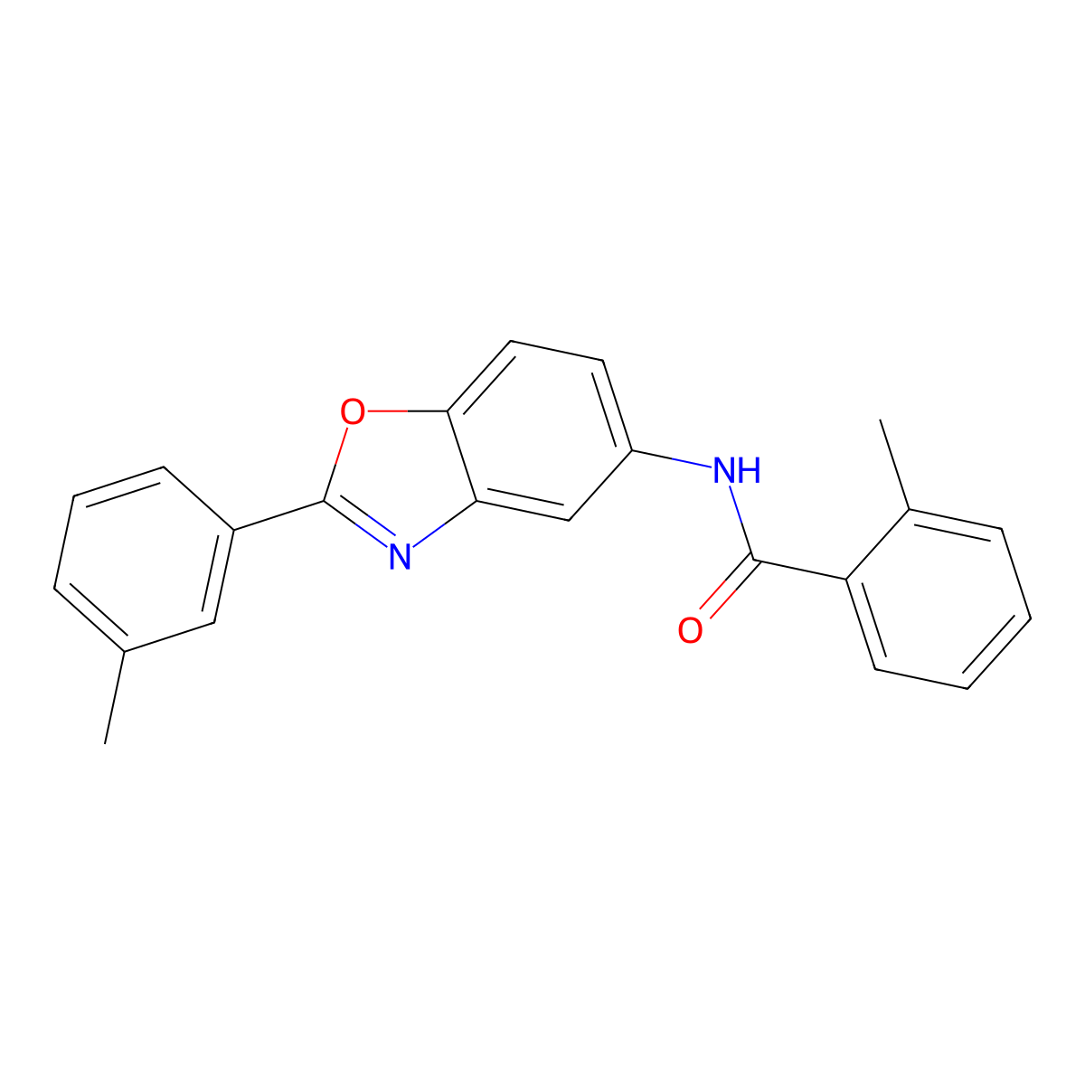 2-methyl-N-[2-(3-methylphenyl)-1,3-benzoxazol-5-yl]benzamide molecular structure, CAS 433957-23-4