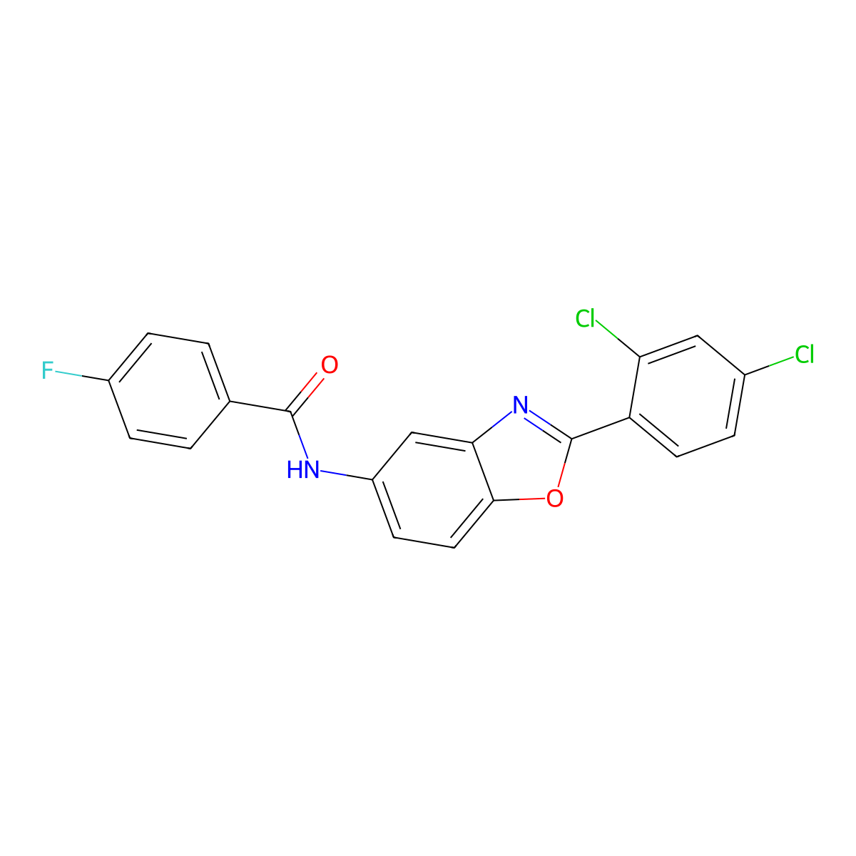 N-[2-(2,4-dichlorophenyl)-1,3-benzoxazol-5-yl]-4-fluorobenzamide molecular structure, CAS 433957-28-9