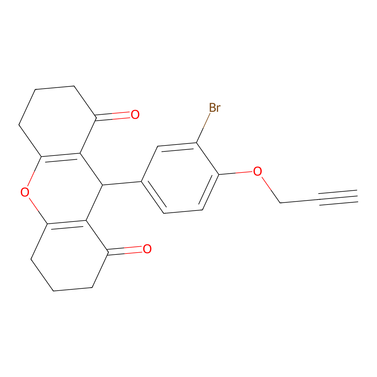 9-(3-bromo-4-prop-2-ynoxyphenyl)-3,4,5,6,7,9-hexahydro-2H-xanthene-1,8-dione molecular structure, CAS 433957-32-5