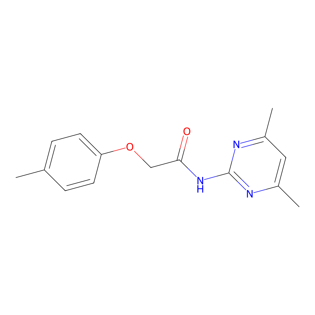 N-(4,6-dimethylpyrimidin-2-yl)-2-(4-methylphenoxy)acetamide molecular structure, CAS 433957-36-9