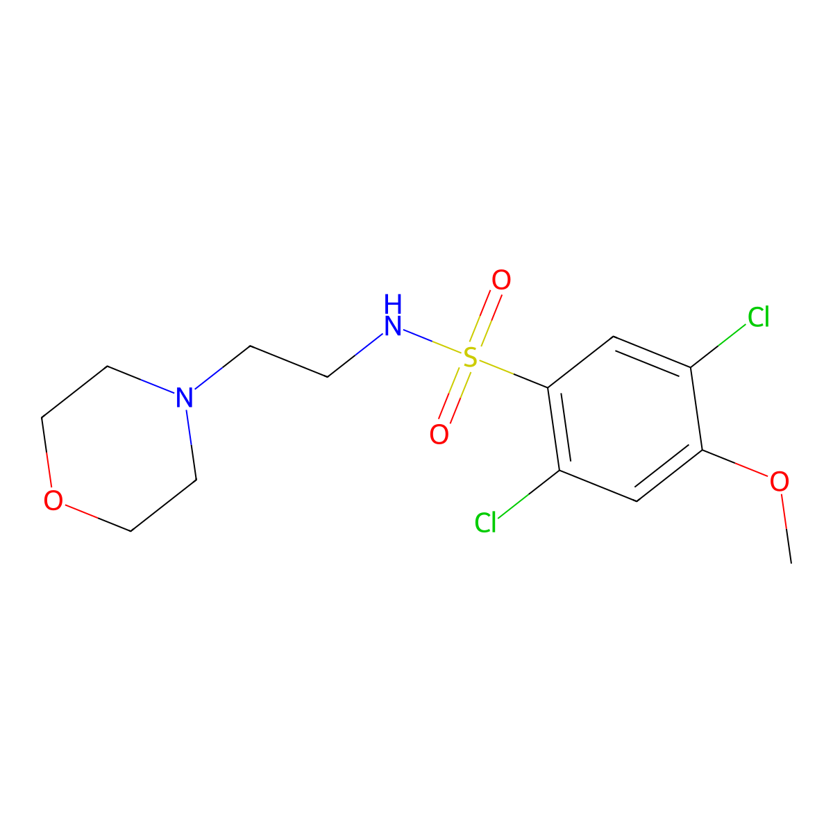 2,5-Dichloro-4-methoxy-N-(2-morpholin-4-yl-ethyl)-benzenesulfonamide molecular structure, CAS 433957-37-0