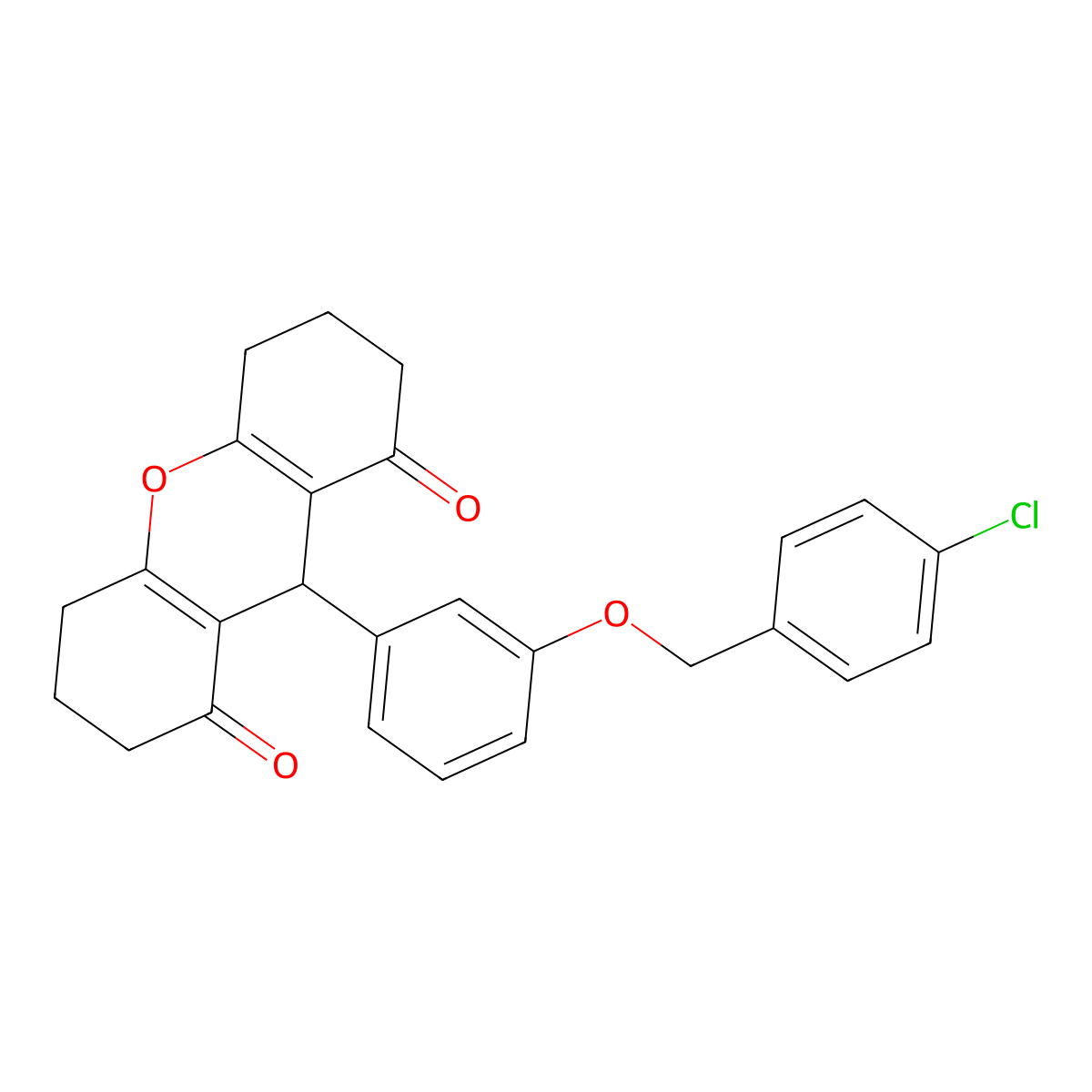 9-[3-[(4-chlorophenyl)methoxy]phenyl]-3,4,5,6,7,9-hexahydro-2H-xanthene-1,8-dione molecular structure, CAS 433957-42-7