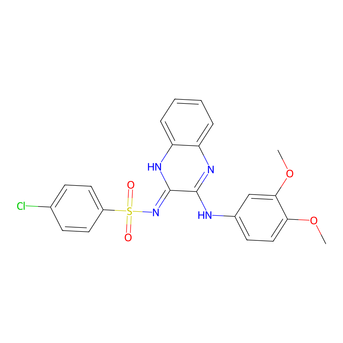 4-chloro-N-[3-(3,4-dimethoxyanilino)quinoxalin-2-yl]benzenesulfonamide molecular structure, CAS 433962-14-2