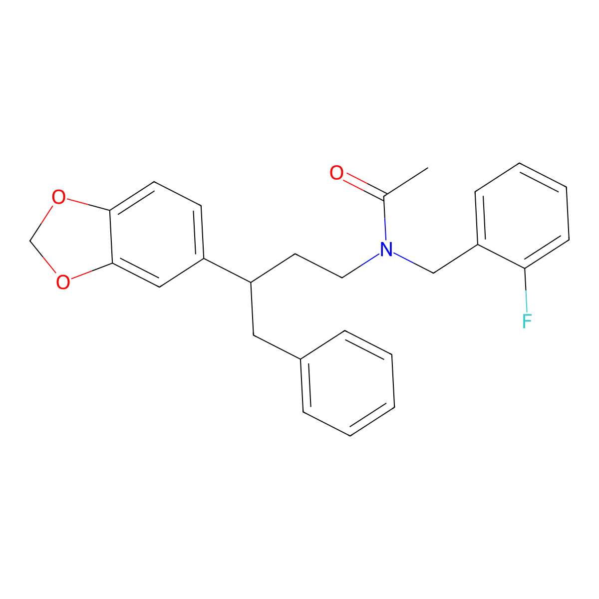 N-[3-(1,3-benzodioxol-5-yl)-4-phenylbutyl]-N-(2-fluorobenzyl)acetamide molecular structure, CAS 433962-16-4