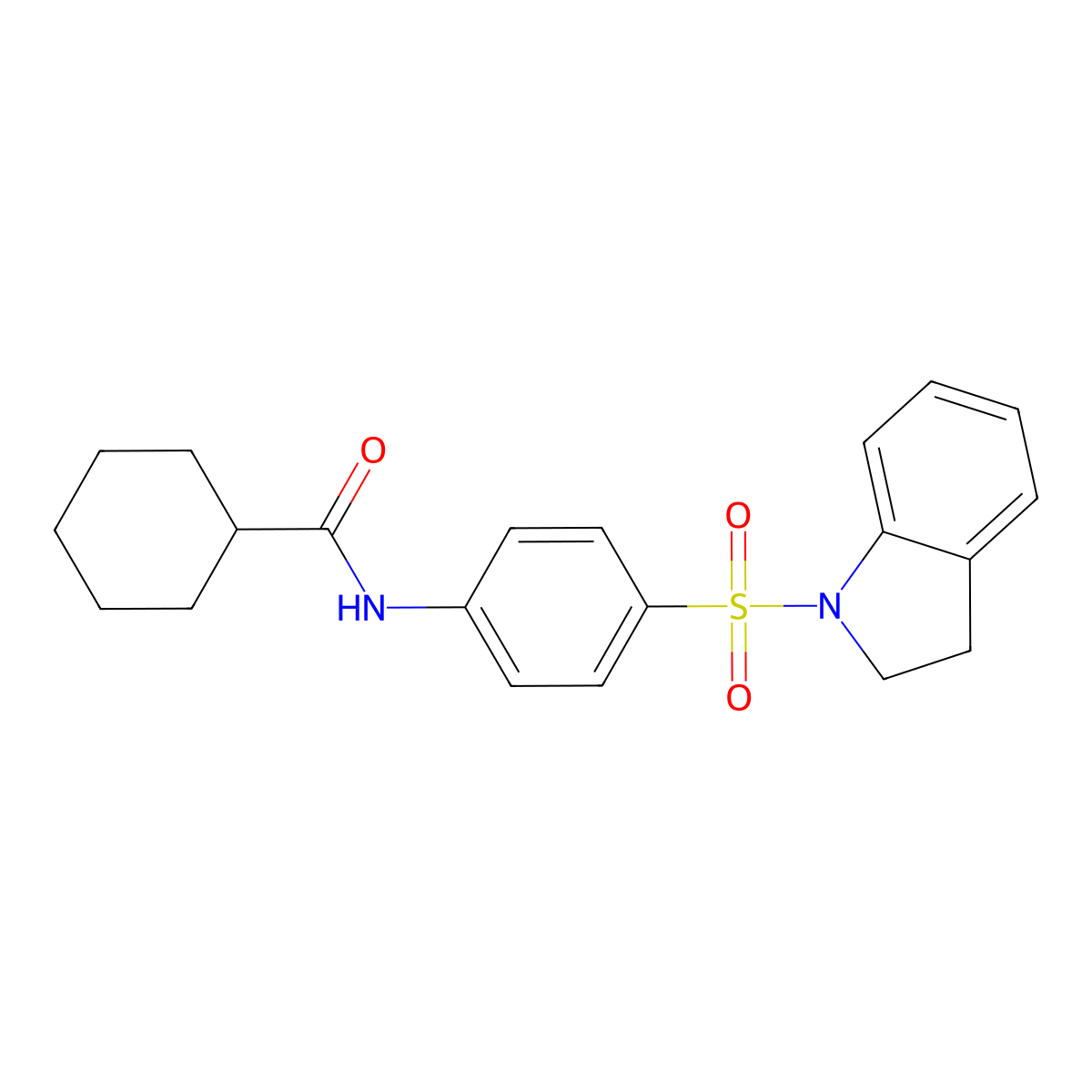 N-[4-(2,3-dihydro-1H-indol-1-ylsulfonyl)phenyl]cyclohexanecarboxamide molecular structure, CAS 433962-18-6