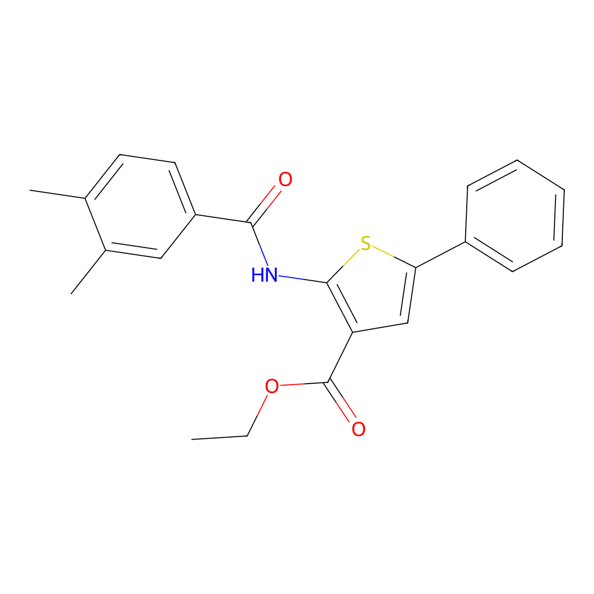 Ethyl 2-[(3,4-dimethylphenyl)carbonylamino]-5-phenylthiophene-3-carboxylate molecular structure, CAS 433962-24-4