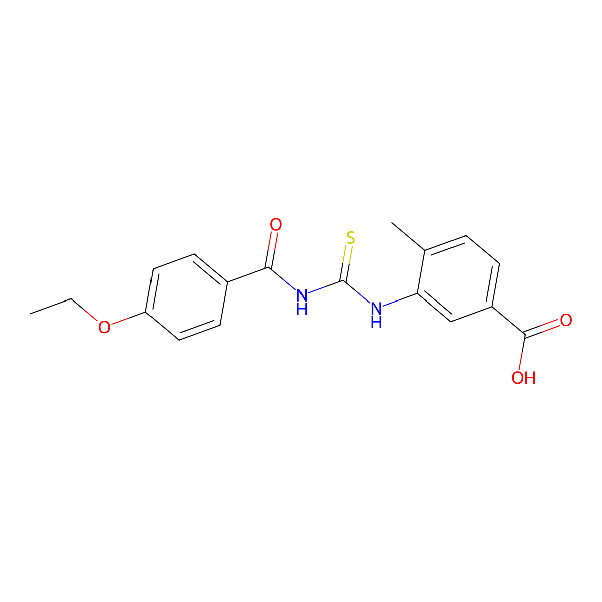3-({[(4-Ethoxyphenyl)carbonyl]carbamothioyl}amino)-4-methylbenzoic acid molecular structure, CAS 433962-33-5