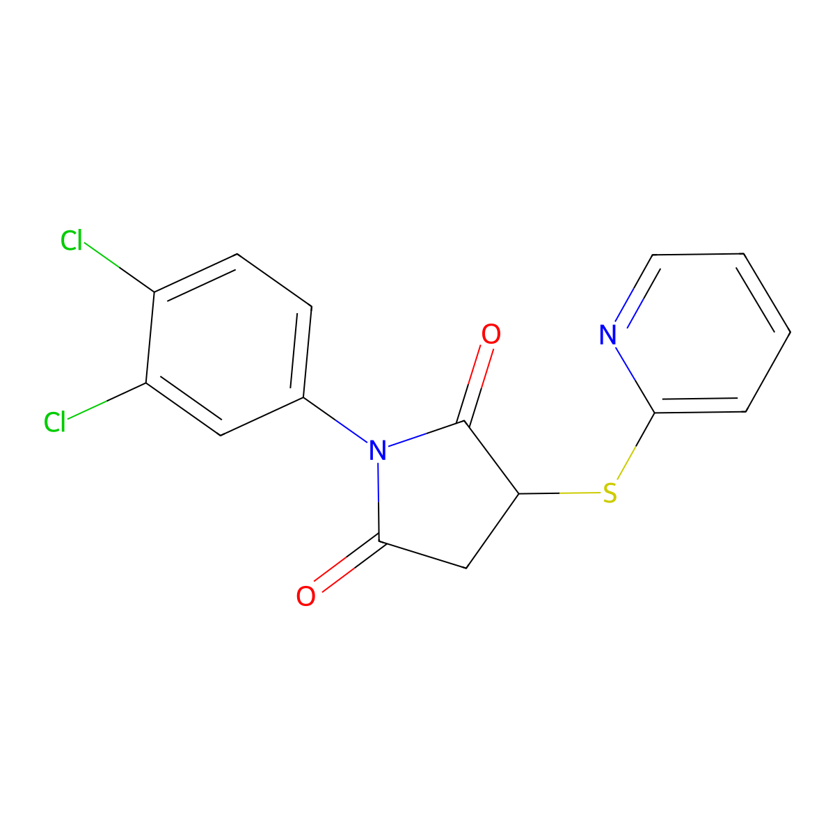 1-(3,4-Dichlorophenyl)-3-(2-pyridylthio)azolidine-2,5-dione molecular structure, CAS 433962-41-5