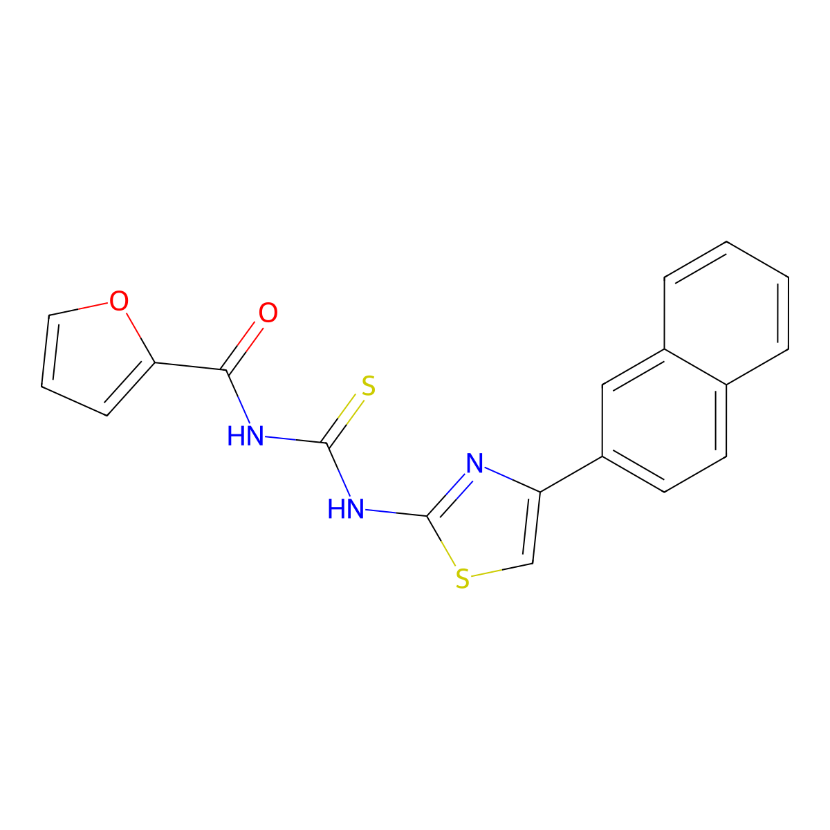 N-[(4-naphthalen-2-yl-1,3-thiazol-2-yl)carbamothioyl]furan-2-carboxamide molecular structure, CAS 433962-48-2