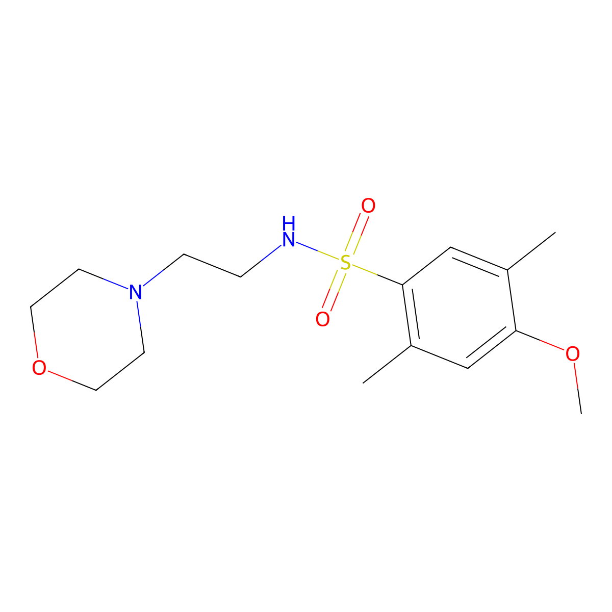 4-methoxy-2,5-dimethyl-N-(2-morpholinoethyl)benzenesulfonamide molecular structure, CAS 433962-52-8
