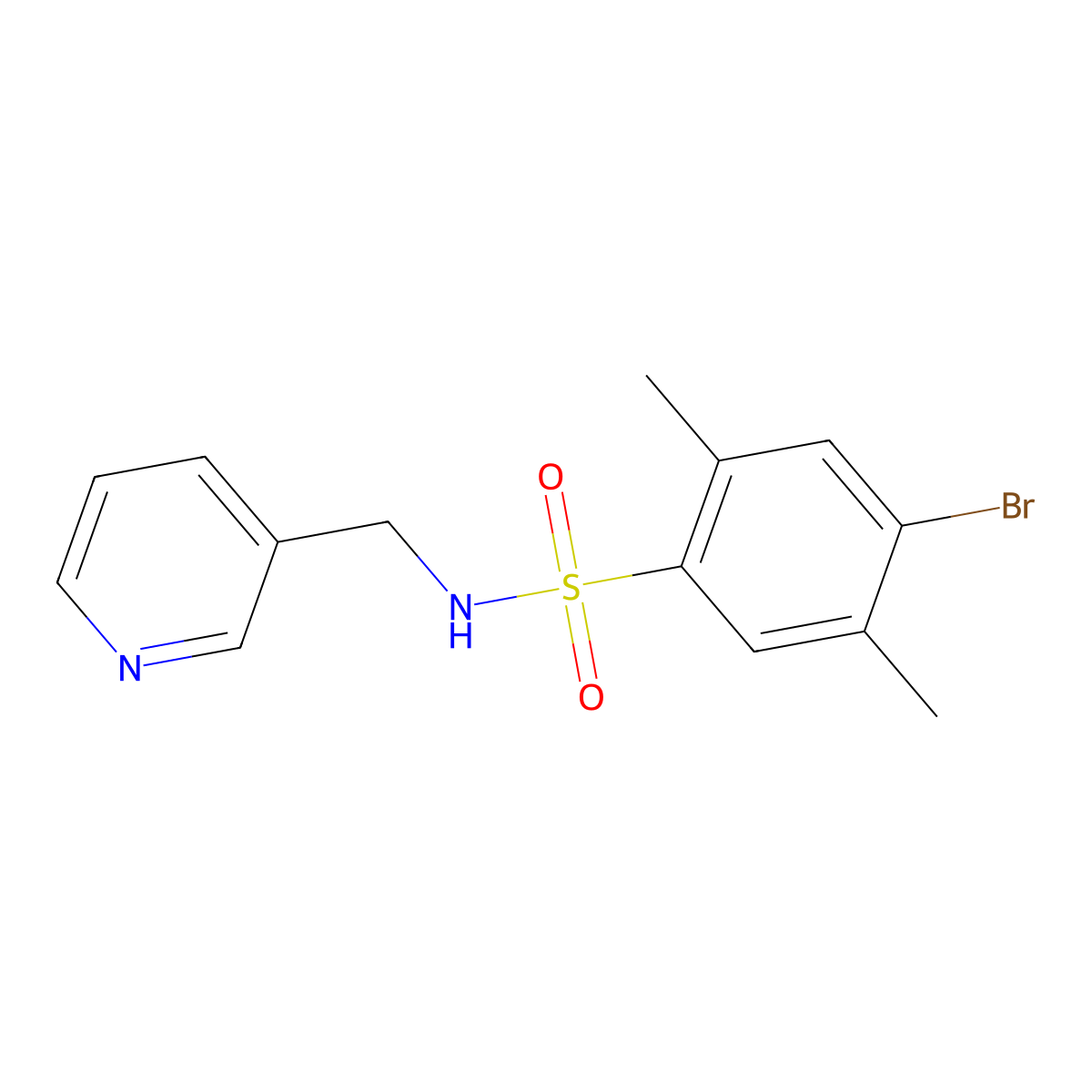 4-bromo-2,5-dimethyl-N-(pyridin-3-ylmethyl)benzenesulfonamide molecular structure, CAS 433962-64-2