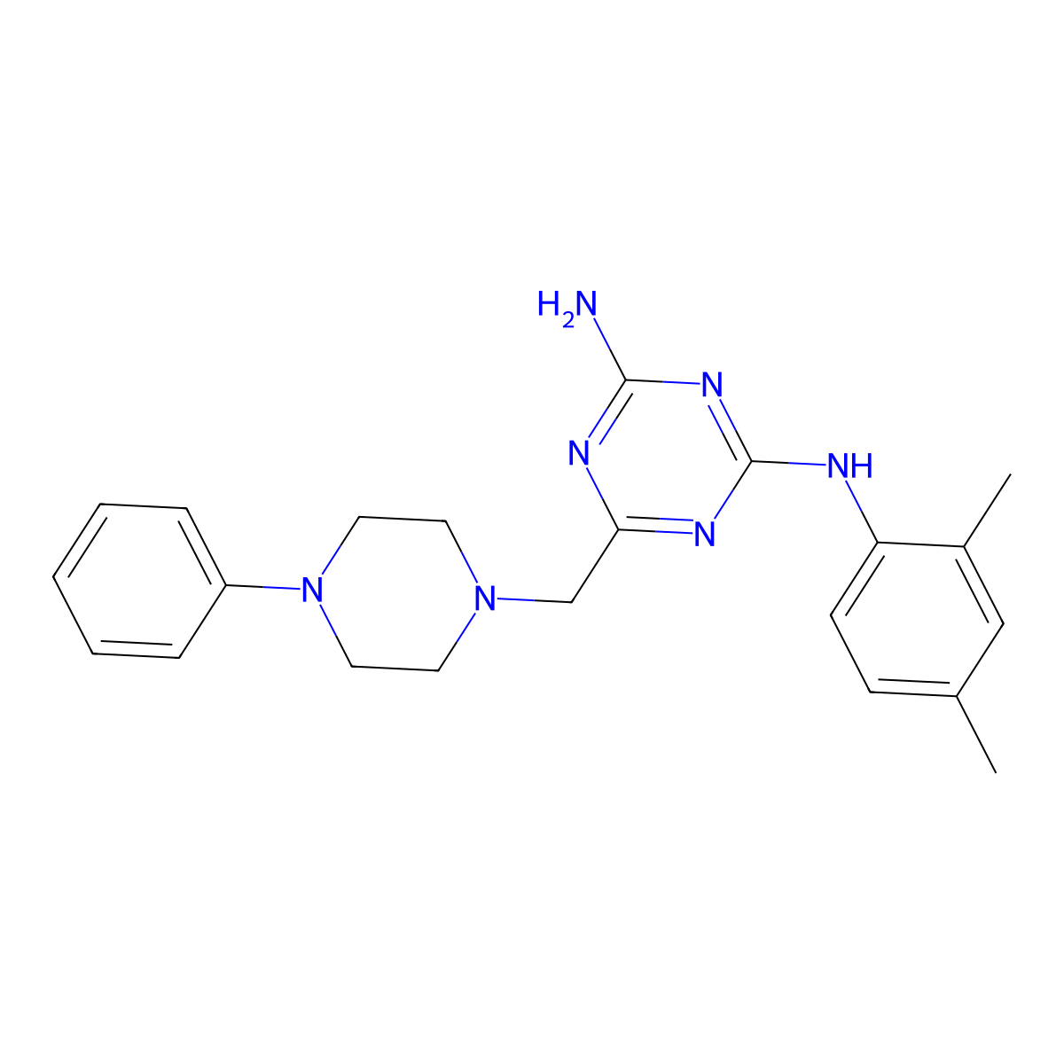 N-(2,4-dimethylphenyl)-6-[(4-phenylpiperazin-1-yl)methyl]-1,3,5-triazine-2,4-diamine molecular structure, CAS 433962-74-4