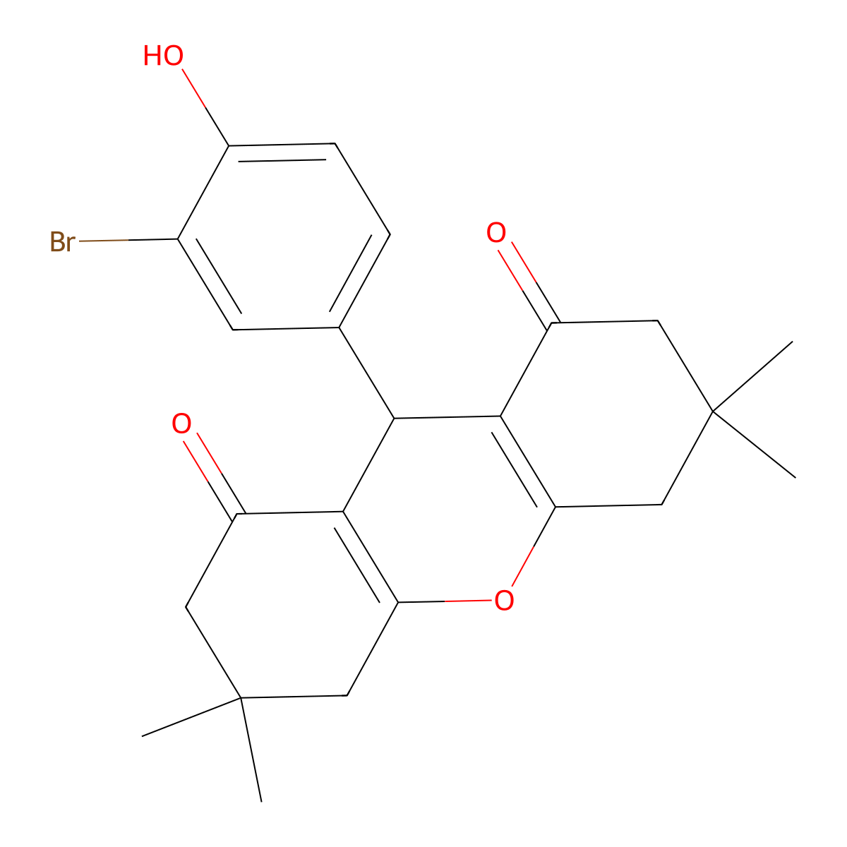 9-(3-bromo-4-hydroxyphenyl)-3,3,6,6-tetramethyl-4,5,7,9-tetrahydro-2H-xanthene-1,8-dione molecular structure, CAS 433962-79-9