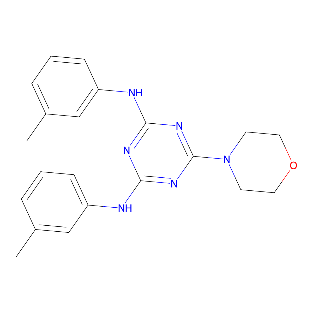 N,N'-bis(3-methylphenyl)-6-(morpholin-4-yl)-1,3,5-triazine-2,4-diamine molecular structure, CAS 433962-92-6