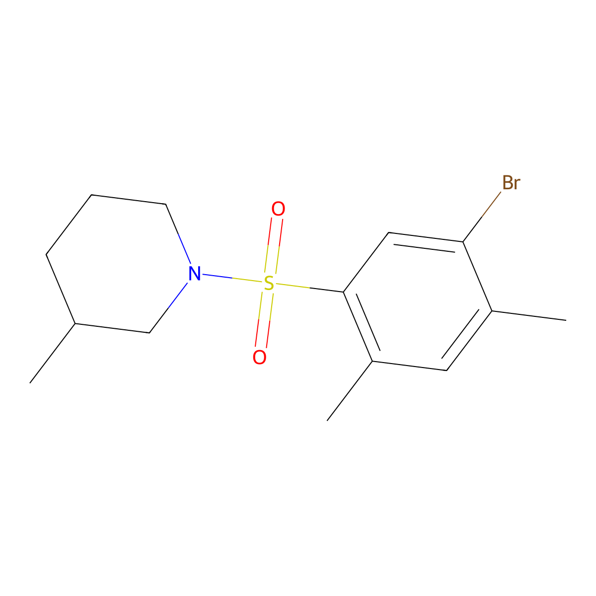 1-(5-Bromo-2,4-dimethylbenzenesulfonyl)-3-methylpiperidine molecular structure, CAS 433963-27-0