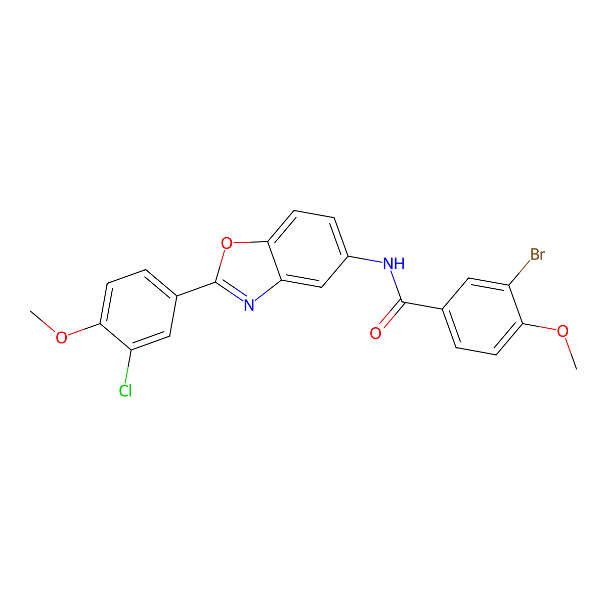 3-bromo-N-[2-(3-chloro-4-methoxyphenyl)-1,3-benzoxazol-5-yl]-4-methoxybenzamide molecular structure, CAS 433963-30-5