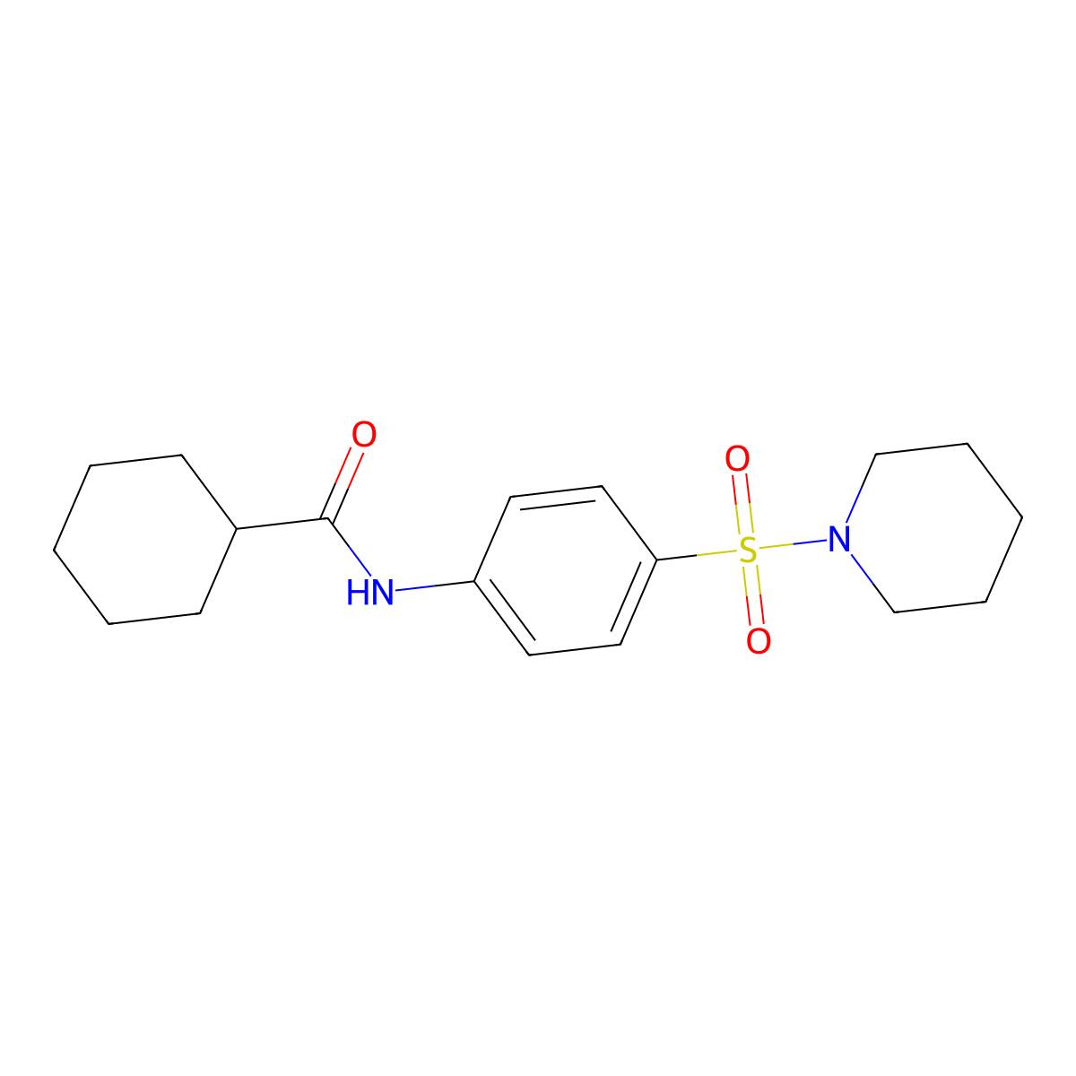 N-(4-piperidin-1-ylsulfonylphenyl)cyclohexanecarboxamide molecular structure, CAS 433963-50-9