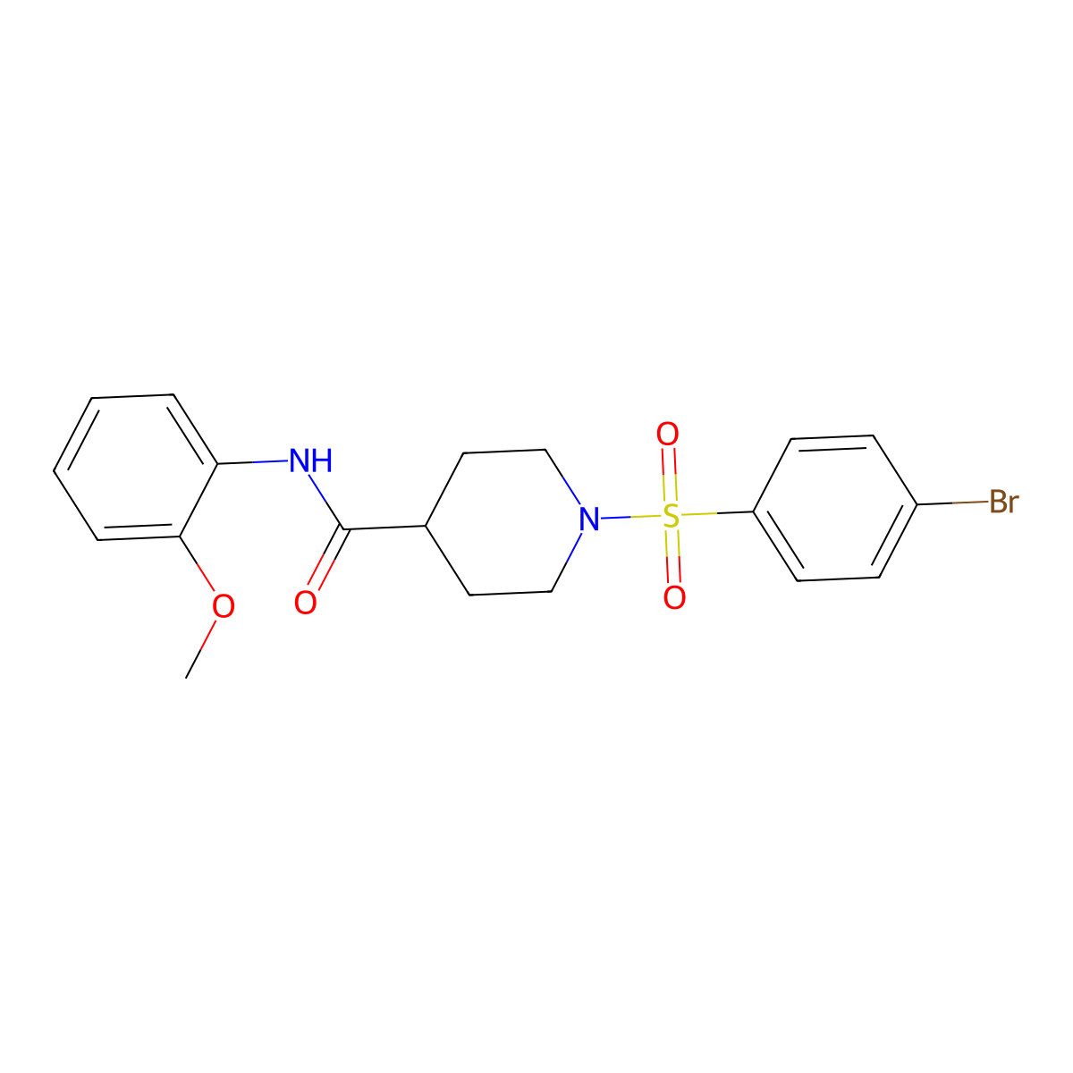 1-(4-bromophenyl)sulfonyl-N-(2-methoxyphenyl)piperidine-4-carboxamide molecular structure, CAS 433963-51-0
