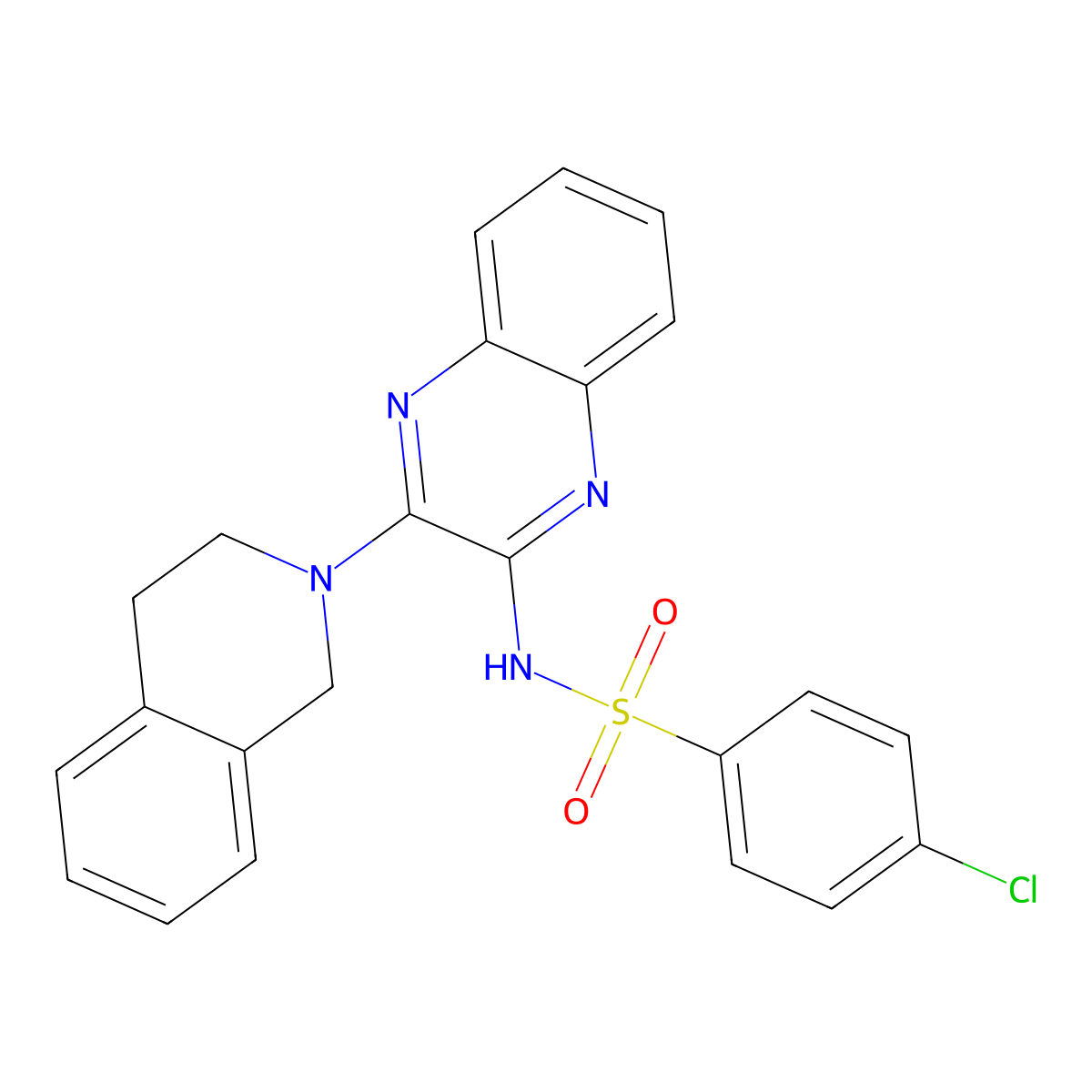 4-chloro-N-[3-(3,4-dihydro-1H-isoquinolin-2-yl)quinoxalin-2-yl]benzenesulfonamide molecular structure, CAS 433963-53-2