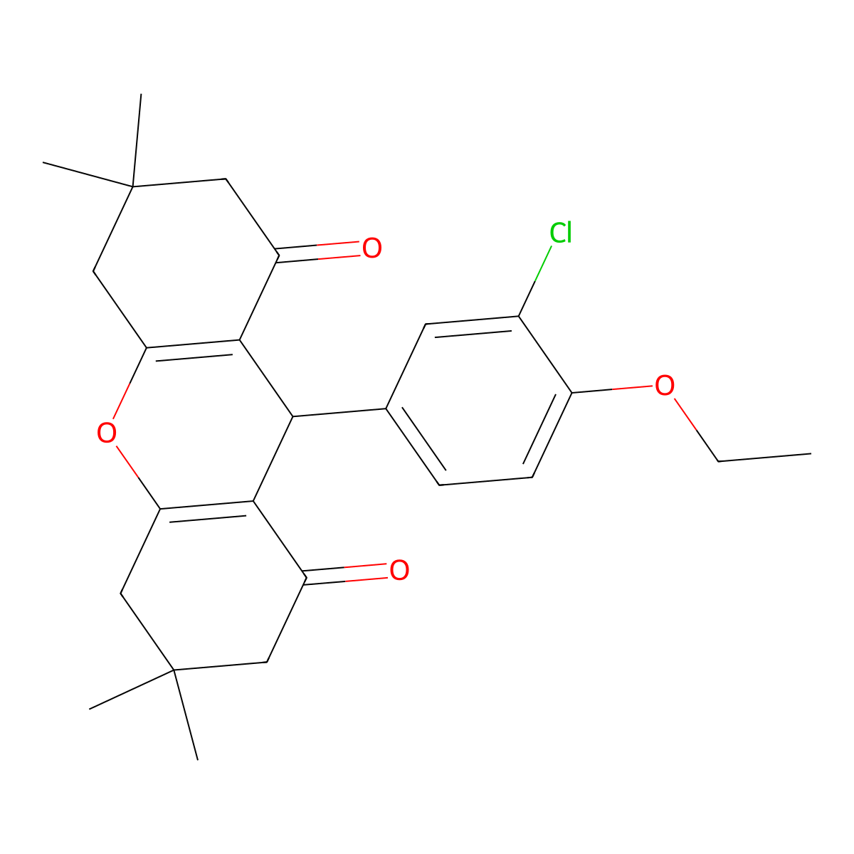9-(3-chloro-4-ethoxyphenyl)-3,3,6,6-tetramethyl-4,5,7,9-tetrahydro-2H-xanthene-1,8-dione molecular structure, CAS 433963-63-4