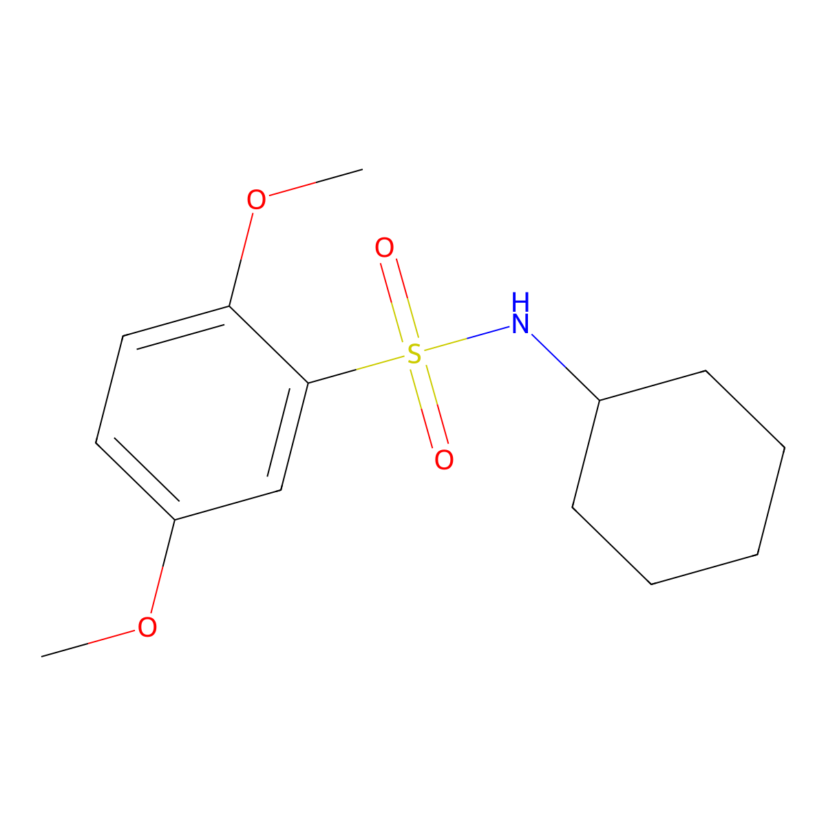 N-cyclohexyl-2,5-dimethoxybenzenesulfonamide molecular structure, CAS 433963-66-7