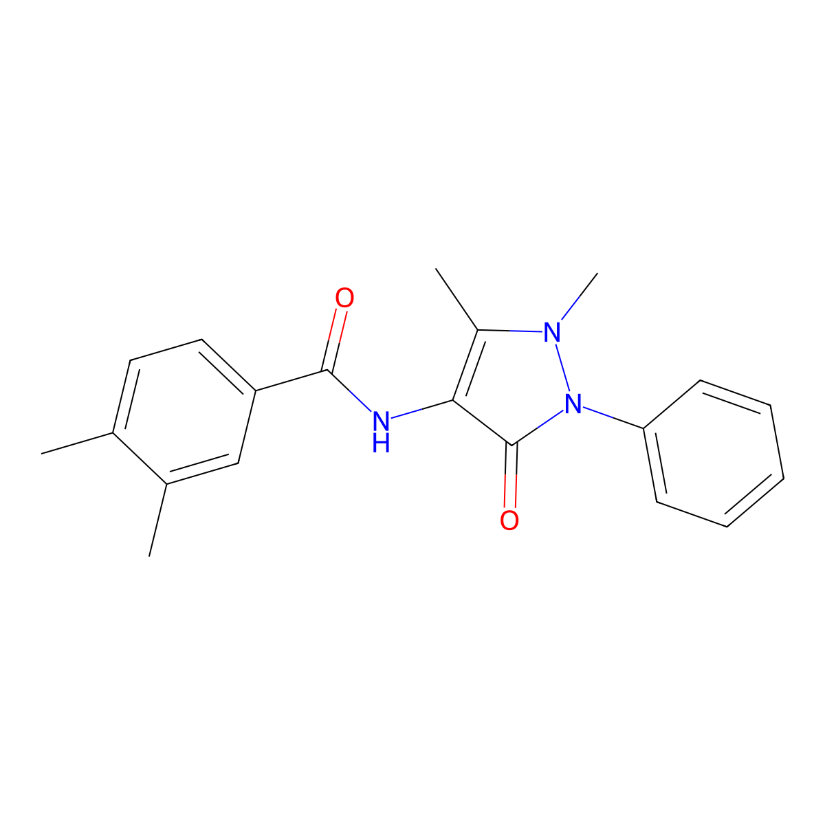 N-(1,5-dimethyl-3-oxo-2-phenyl-2,3-dihydro-1H-pyrazol-4-yl)-3,4-dimethylbenzamide molecular structure, CAS 433963-75-8