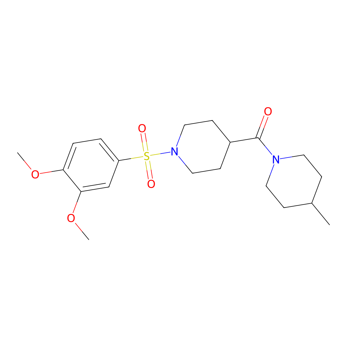 [1-(3,4-Dimethoxyphenyl)sulfonylpiperidin-4-yl]-(4-methylpiperidin-1-yl)methanone molecular structure, CAS 433963-86-1