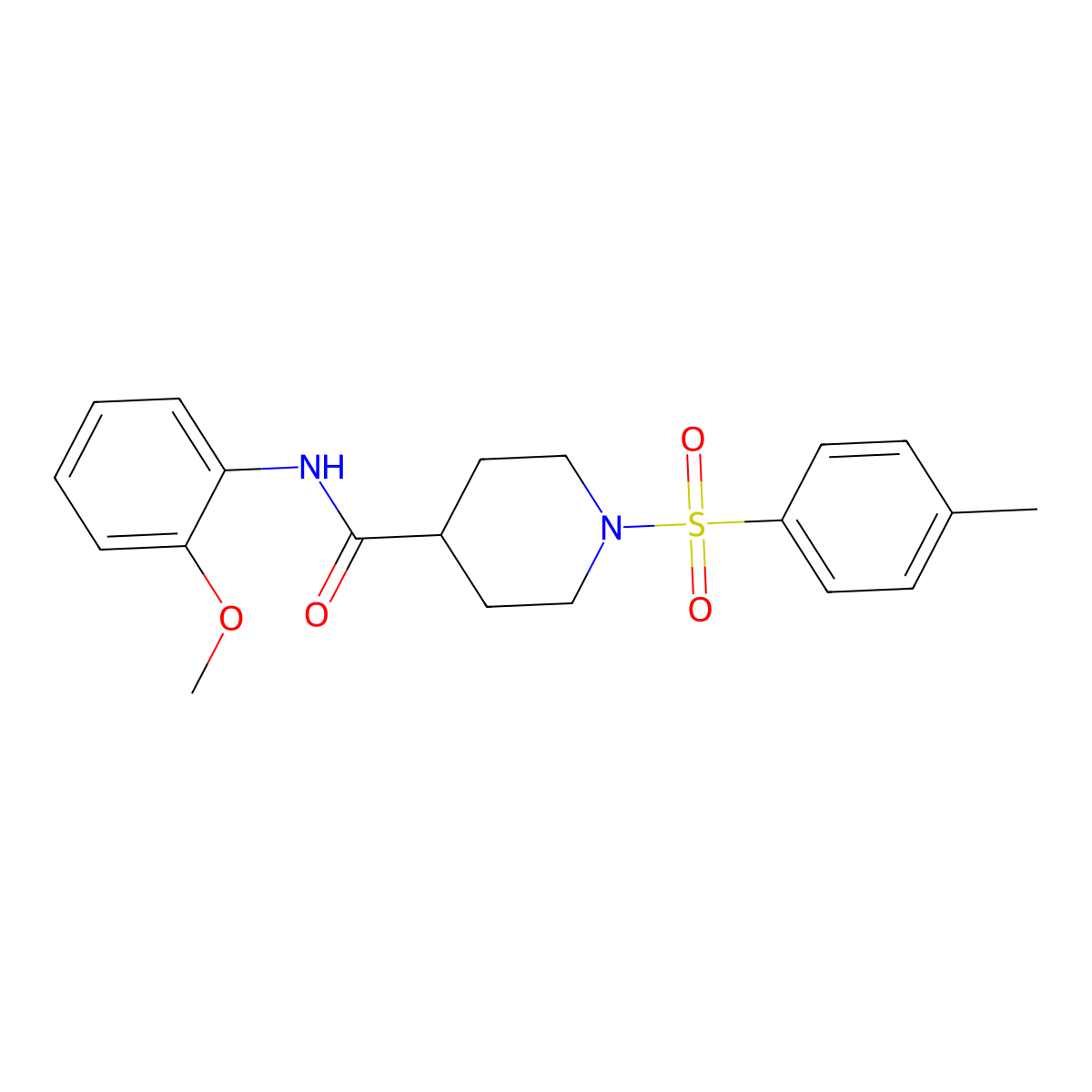 N-(2-methoxyphenyl)-1-(4-methylphenyl)sulfonylpiperidine-4-carboxamide molecular structure, CAS 433964-04-6