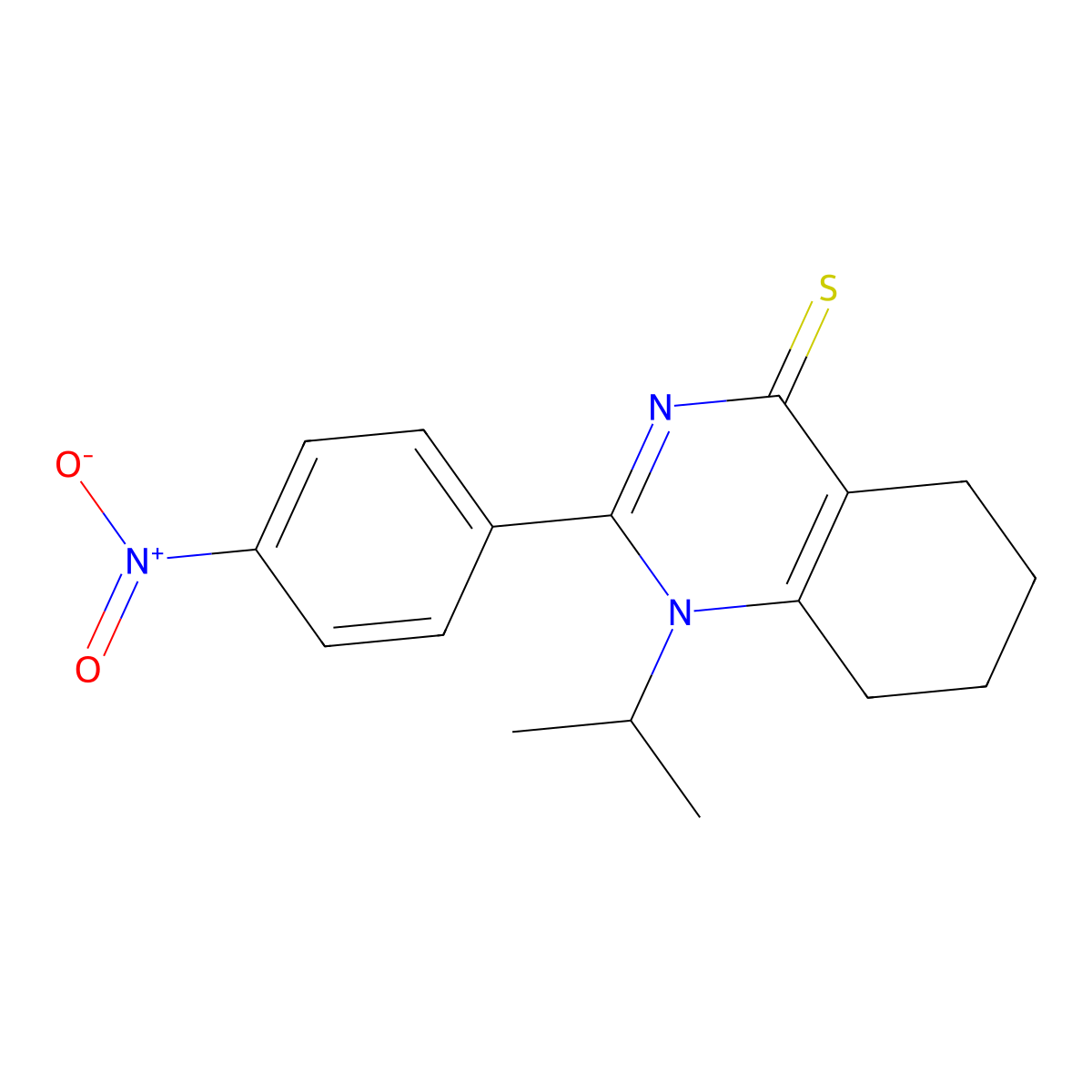 1-isopropyl-2-(4-nitrophenyl)-5,6,7,8-tetrahydroquinazoline-4(1H)-thione molecular structure, CAS 433964-16-0