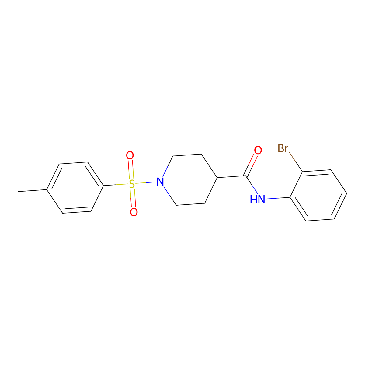 N-(2-bromophenyl)-1-(4-methylphenyl)sulfonylpiperidine-4-carboxamide molecular structure, CAS 433964-20-6