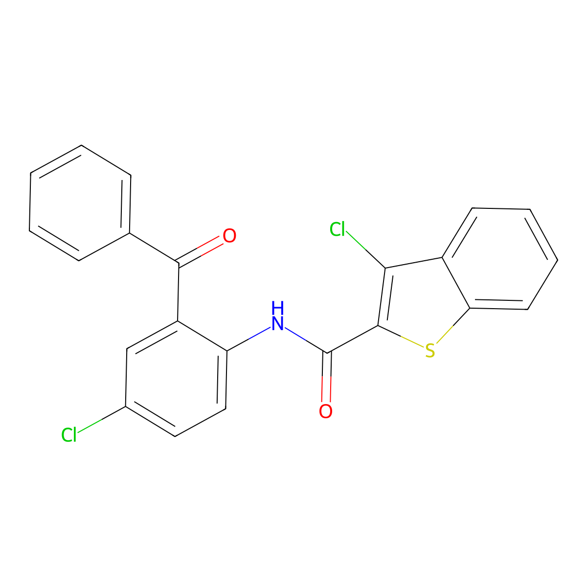 N-(2-benzoyl-4-chlorophenyl)-3-chloro-1-benzothiophene-2-carboxamide molecular structure, CAS 433964-37-5