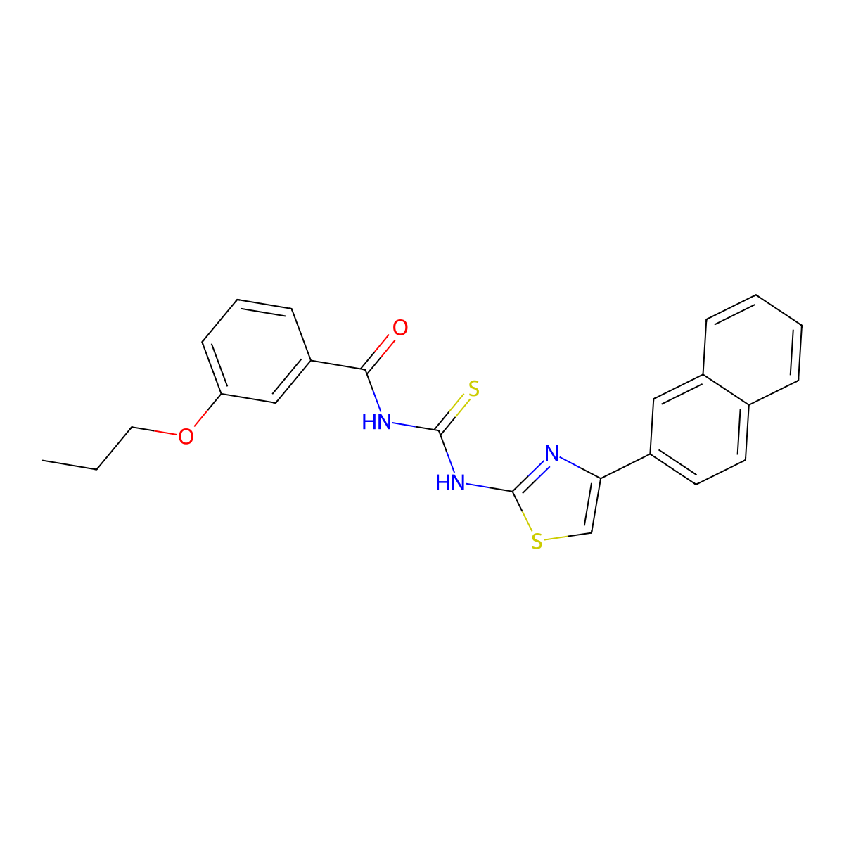 N-[(4-naphthalen-2-yl-1,3-thiazol-2-yl)carbamothioyl]-3-propoxybenzamide molecular structure, CAS 433964-39-7