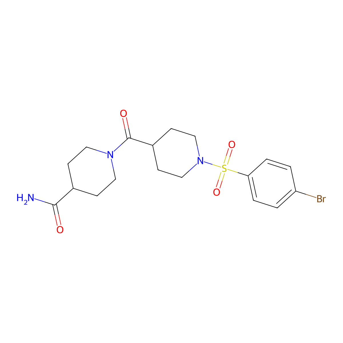 1-[1-(4-Bromophenyl)sulfonylpiperidine-4-carbonyl]piperidine-4-carboxamide molecular structure, CAS 433964-44-4